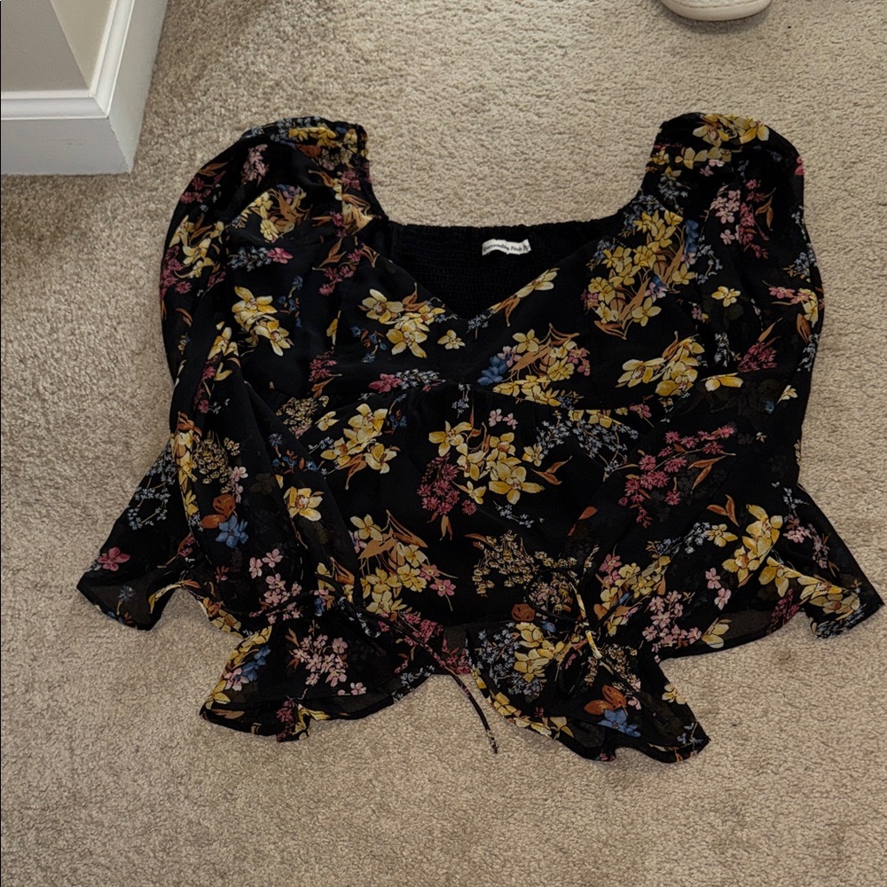 Abercrombie & Fitch Black Floral Blouse